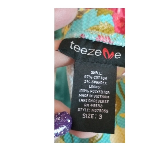 Teeze Me Floral Strapless Summer Dress 3 - Picture 5 of 5